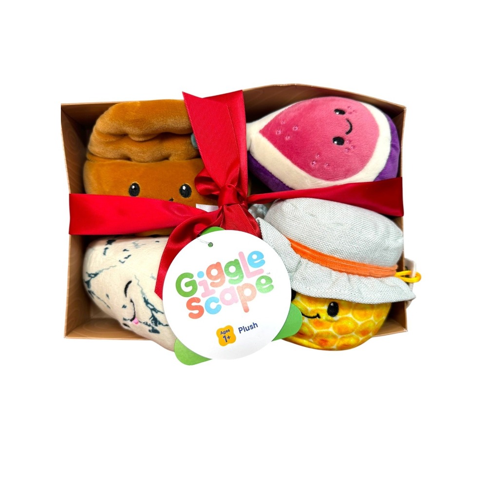 Giggle Scape Charcuterie Plush Box Set of 4 Fig Honey Cheese Toys New